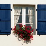 blue door window